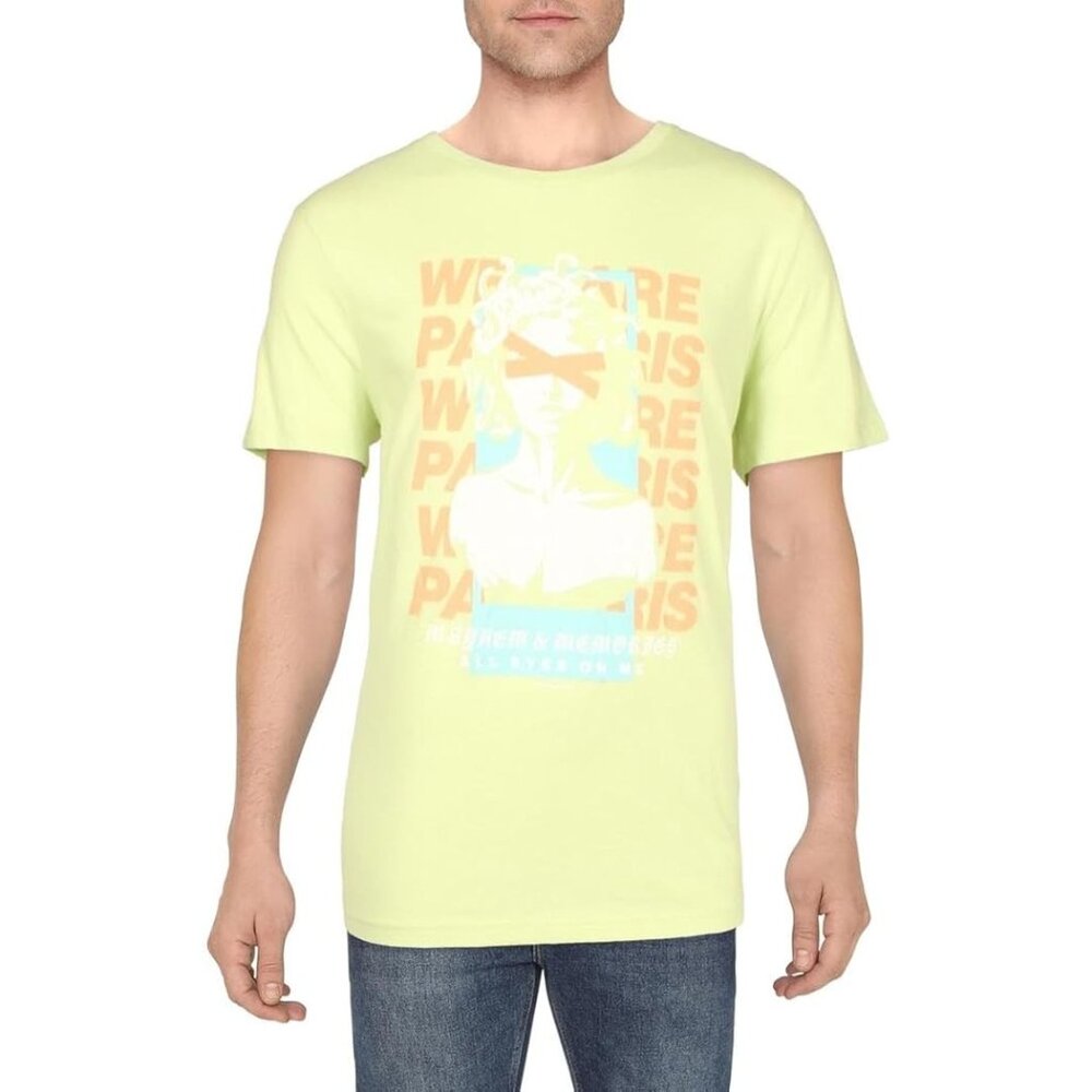 Eleven Paris Mens All Eyes on Me Cotton Crew Neck Graphic T-Shirt Green Size XXL